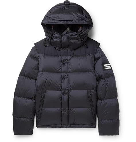 burberry quilted nylon down hooded jacket with detachable sleeves|burberry nylon puffer jacket.